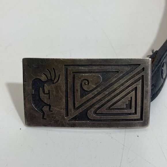 Vintage Hopi Native Lyman Nasawytewa Kokopelli Sterling Silver Buckle
